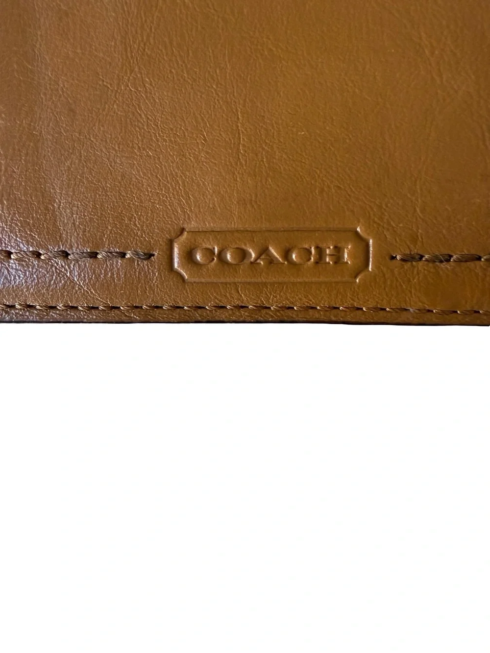 Coach Women’s Tan Cream Leather Card Holder Wallet